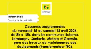 Électricité de Guinée/Communiqué : 𝗗𝗘́𝗠𝗔𝗥𝗥𝗔𝗚𝗘 𝗗𝗘𝗦 𝗧𝗥𝗔𝗩𝗔𝗨𝗫 𝗗𝗘 𝗠𝗔𝗜𝗡𝗧𝗘𝗡𝗔𝗡𝗖𝗘 AU POSTE DE MATOTO