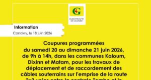 𝐄𝐃G/Kaloum : Annonce des travaux de déplacement et de raccordement de câbles
